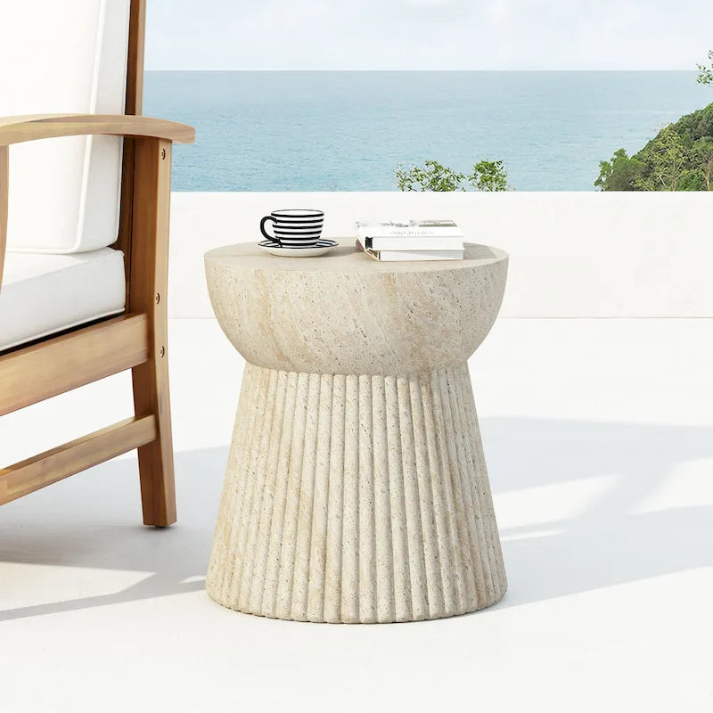 Christopher Knight Home - Isabella Outdoor Travertine Concrete Side Table