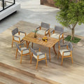 Holomn Outdoor Acacia Wood Dining with Rope Chairs