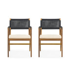 Holomn Outdoor Acacia Wood Dining with Rope Chairs