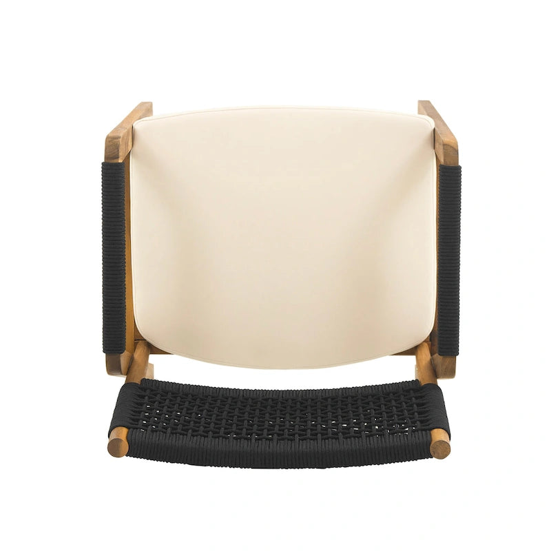 Holomn Outdoor Acacia Wood Dining with Rope Chairs
