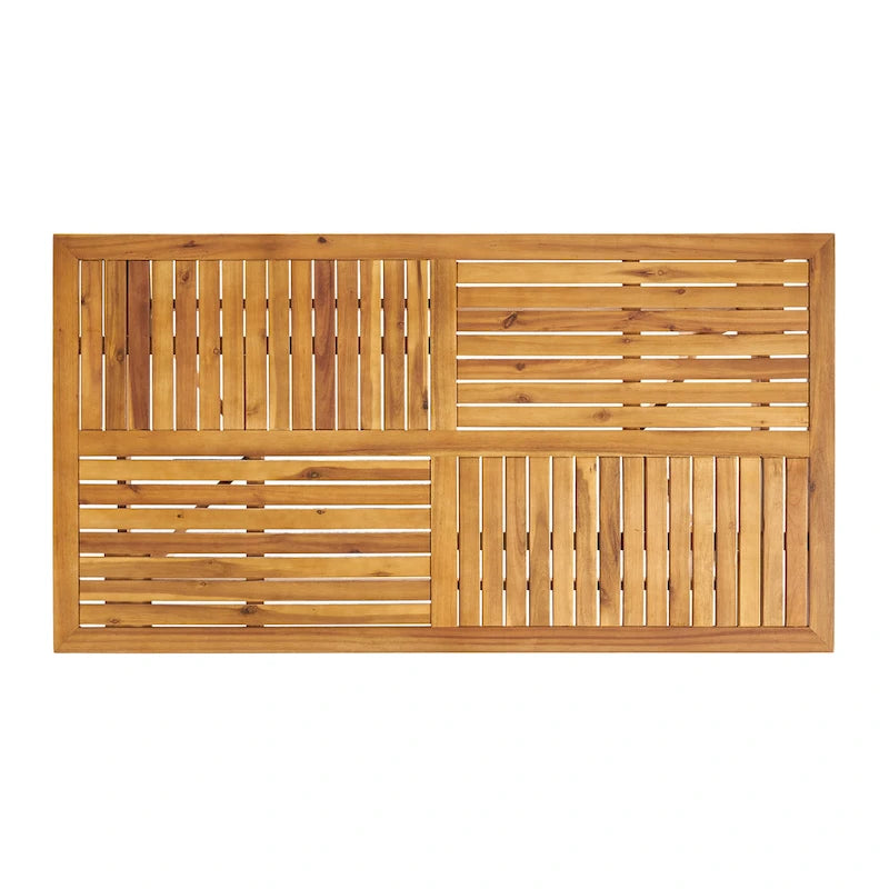 Holomn Outdoor Acacia Wood Dining with Rope Chairs