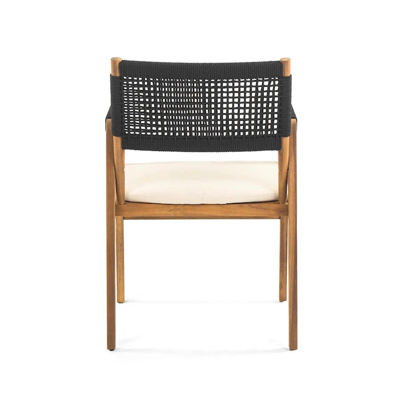 Holomn Outdoor Acacia Wood Dining with Rope Chairs