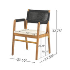 Holomn Outdoor Acacia Wood Dining with Rope Chairs