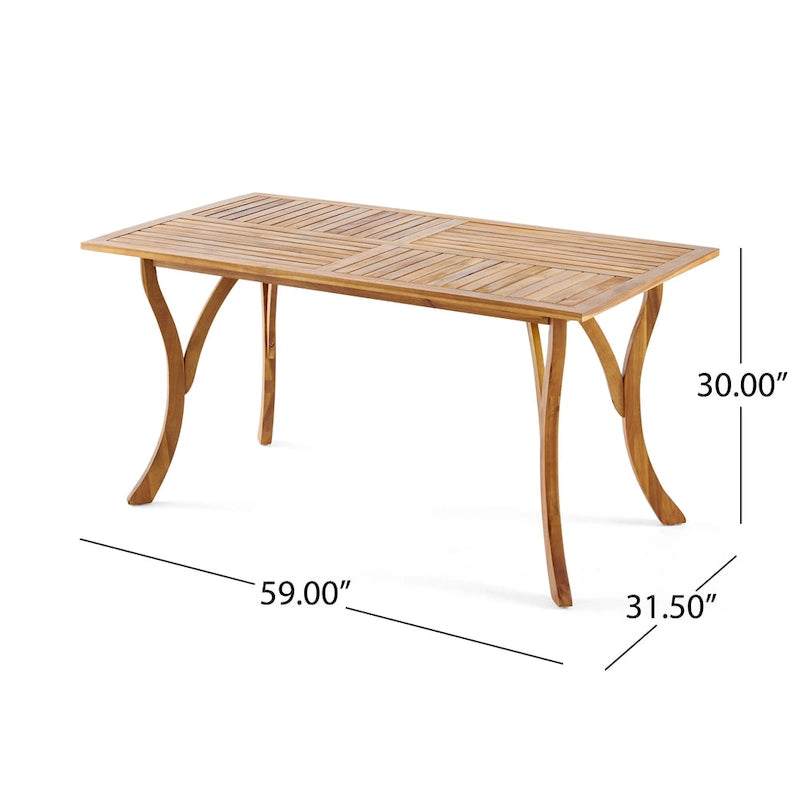 Holomn Outdoor Acacia Wood Dining with Rope Chairs