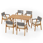 Holomn Outdoor Acacia Wood Dining with Rope Chairs