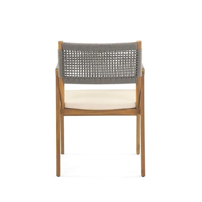 Holomn Outdoor Acacia Wood Dining with Rope Chairs