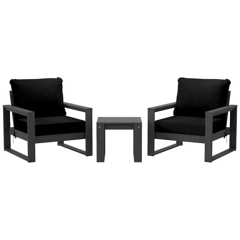 Polytrends Endless Patio Sectional 3-Piece Deep Seating Set with Gray Frame