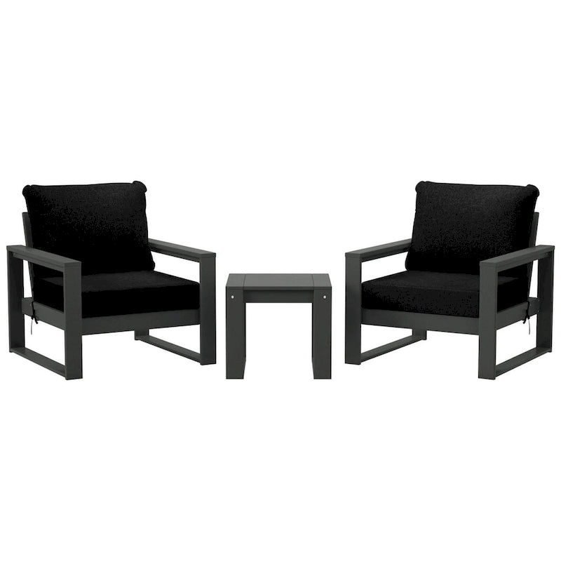 Polytrends Endless Patio Sectional 3-Piece Deep Seating Set with Gray Frame