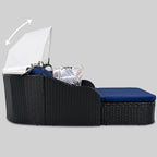 79.9 Outdoor Double Lounge Sunbed with Adjustable Canopy