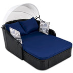 79.9 Outdoor Double Lounge Sunbed with Adjustable Canopy