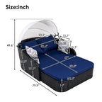 79.9 Outdoor Double Lounge Sunbed with Adjustable Canopy