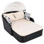 79.9 Outdoor Double Lounge Sunbed with Adjustable Canopy