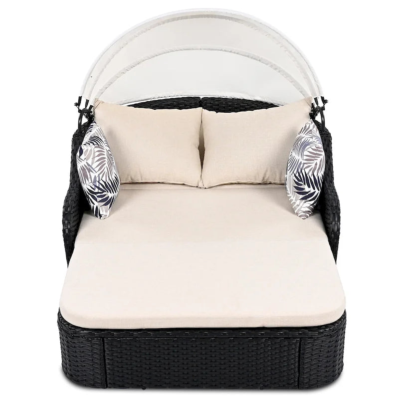 79.9 Outdoor Double Lounge Sunbed with Adjustable Canopy