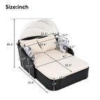 79.9 Outdoor Double Lounge Sunbed with Adjustable Canopy