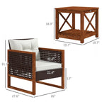 3 Pieces Patio Bistro Set Wooden with Cushions