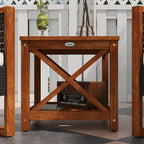 3 Pieces Patio Bistro Set Wooden with Cushions