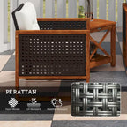 3 Pieces Patio Bistro Set Wooden with Cushions