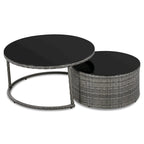 9-Piece Half-Moon Wicker Patio Sofa Set with Cushions and Two Round Coffee Tables