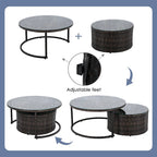 9-Piece Half-Moon Wicker Patio Sofa Set with Cushions and Two Round Coffee Tables