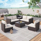 IDEALHOUSE 8 Piece Patio Furniture Set, All-Weather Wicker Rattan