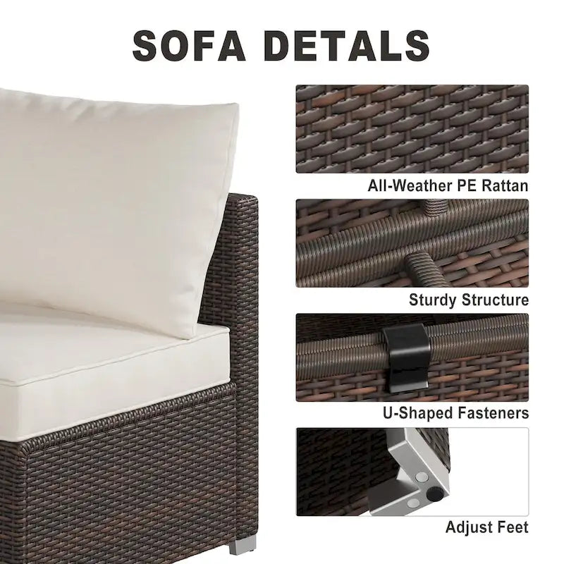 IDEALHOUSE 8 Piece Patio Furniture Set, All-Weather Wicker Rattan