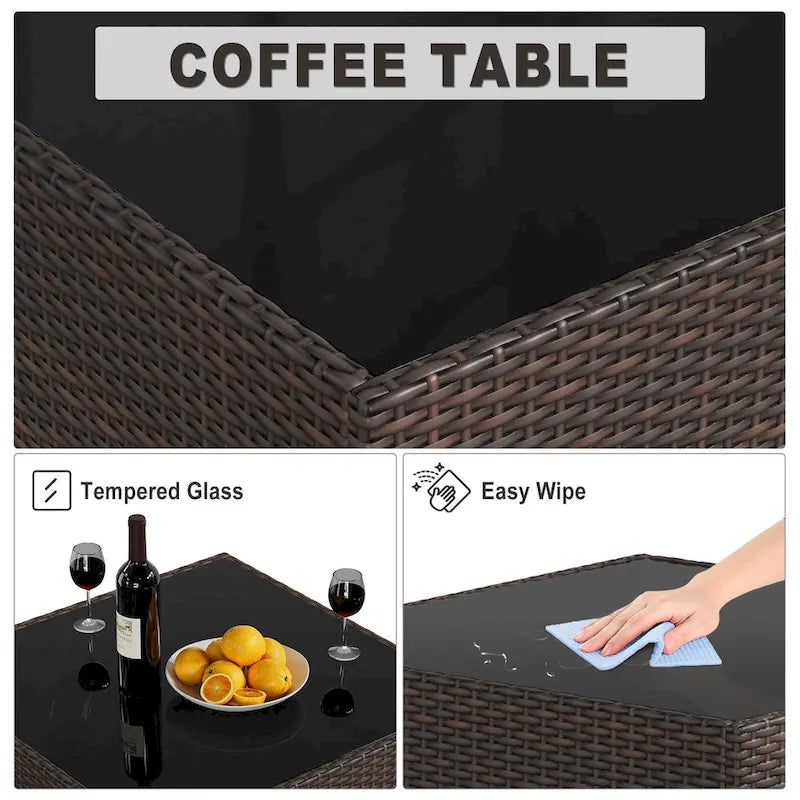 IDEALHOUSE 8 Piece Patio Furniture Set, All-Weather Wicker Rattan