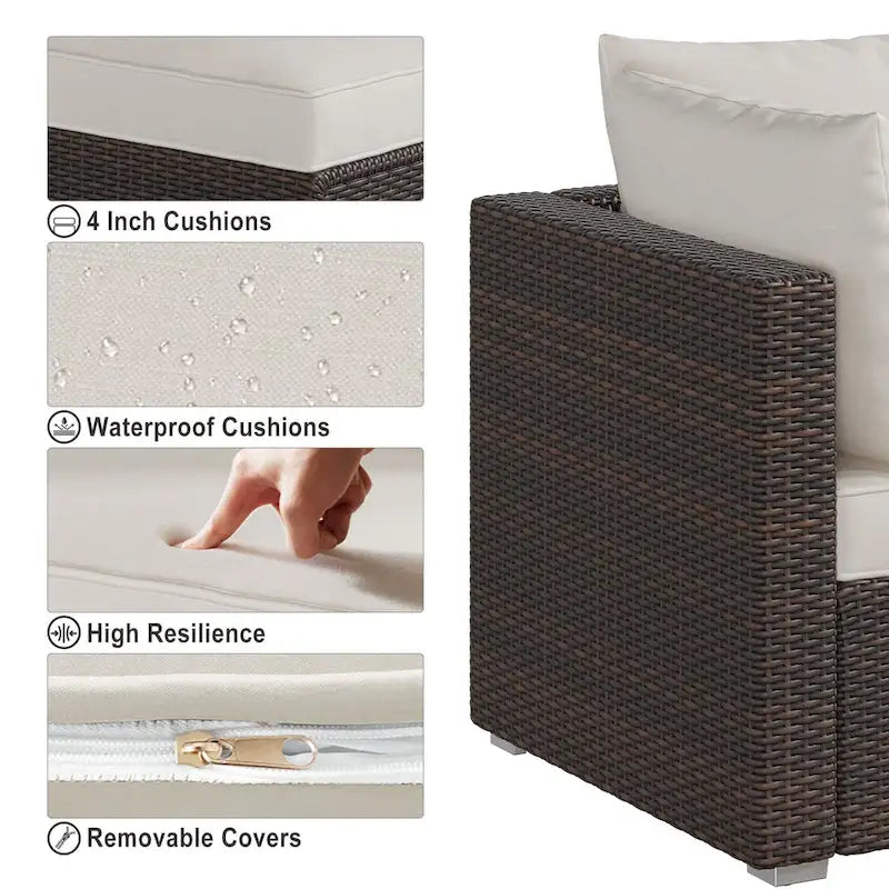 IDEALHOUSE 8 Piece Patio Furniture Set, All-Weather Wicker Rattan