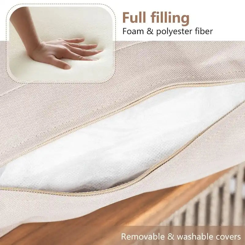 Modern Outdoor 4-piece Acacia Wood Sectional Sofa Set with Waterproof Cushions