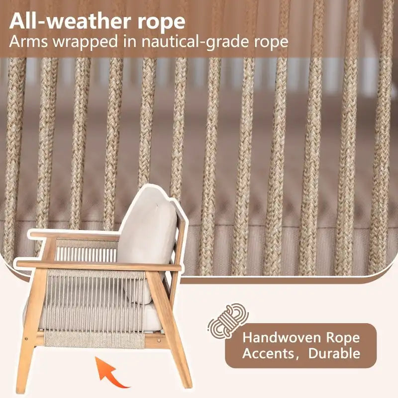 Modern Outdoor 4-piece Acacia Wood Sectional Sofa Set with Waterproof Cushions