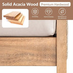 Modern Outdoor 4-piece Acacia Wood Sectional Sofa Set with Waterproof Cushions