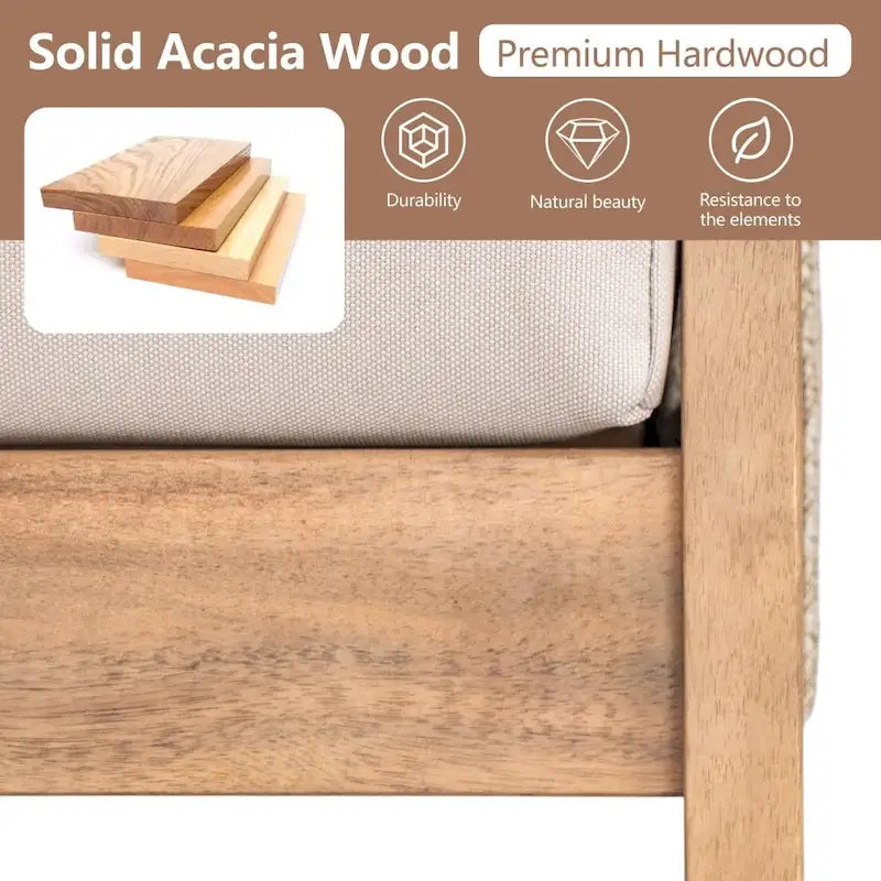 Modern Outdoor 4-piece Acacia Wood Sectional Sofa Set with Waterproof Cushions