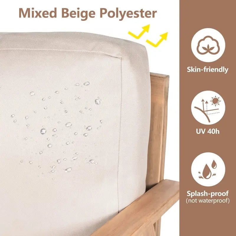 Modern Outdoor 4-piece Acacia Wood Sectional Sofa Set with Waterproof Cushions