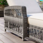 Rattan Chaise Lounge Chair with Adjustable Back & Armrests
