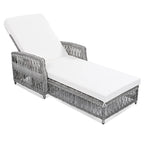 Rattan Chaise Lounge Chair with Adjustable Back & Armrests