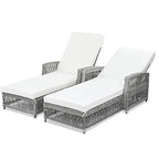 Rattan Chaise Lounge Chair with Adjustable Back & Armrests
