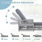 Rattan Chaise Lounge Chair with Adjustable Back & Armrests