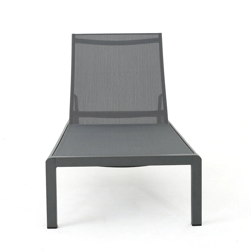 Cape Coral Chaise Lounge Gray Outdoor Adjustable Mesh Patio Furniture with Wheels 77in