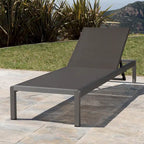 Cape Coral Chaise Lounge Gray Outdoor Adjustable Mesh Patio Furniture with Wheels 77in