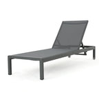 Cape Coral Chaise Lounge Gray Outdoor Adjustable Mesh Patio Furniture with Wheels 77in