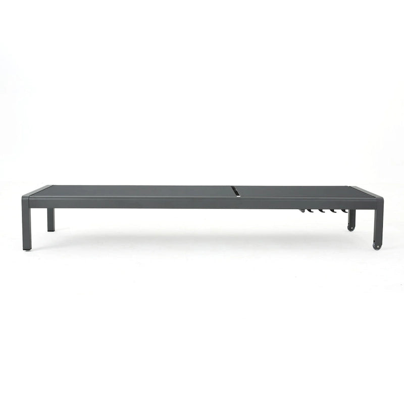 Cape Coral Chaise Lounge Gray Outdoor Adjustable Mesh Patio Furniture with Wheels 77in