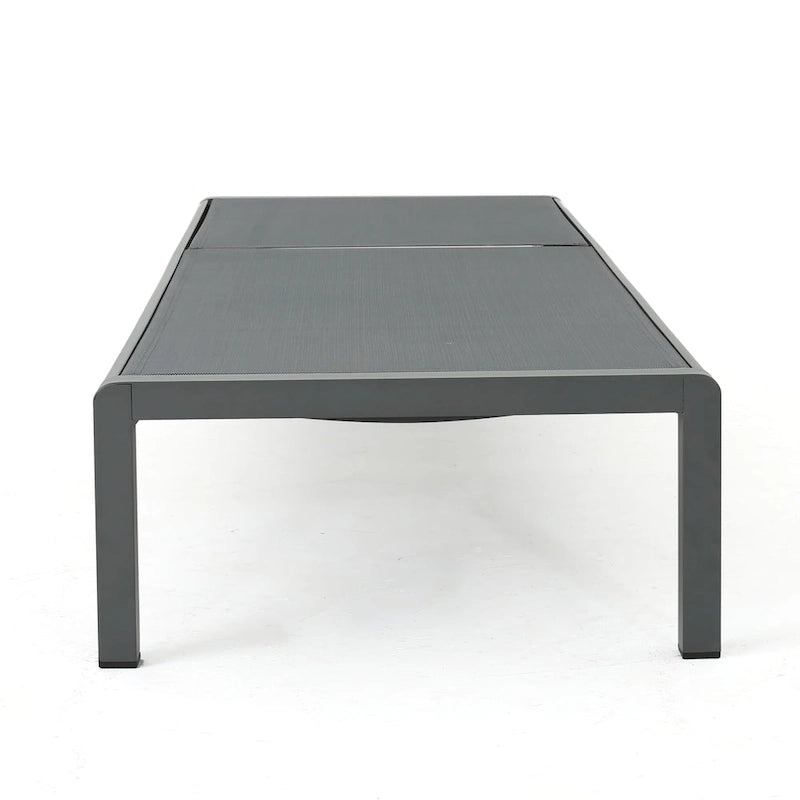 Cape Coral Chaise Lounge Gray Outdoor Adjustable Mesh Patio Furniture with Wheels 77in