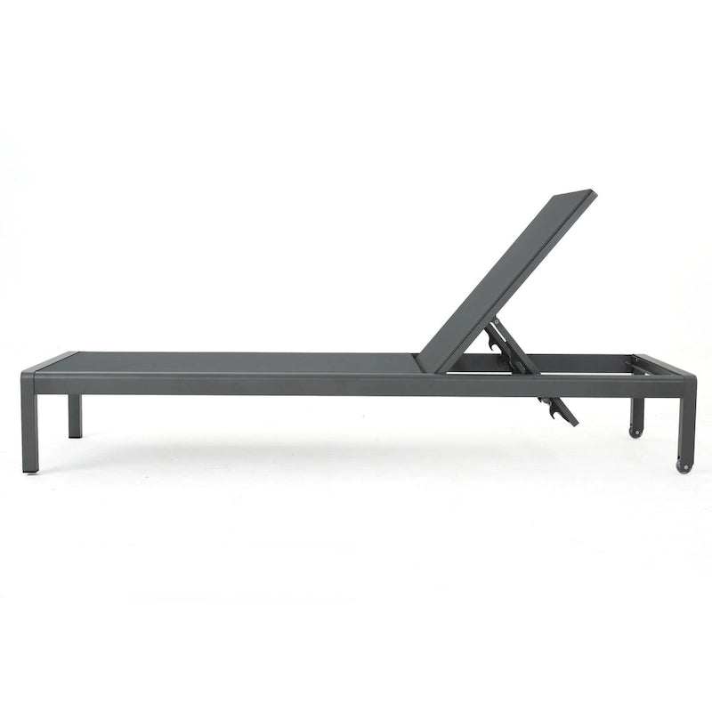 Cape Coral Chaise Lounge Gray Outdoor Adjustable Mesh Patio Furniture with Wheels 77in