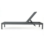 Cape Coral Chaise Lounge Gray Outdoor Adjustable Mesh Patio Furniture with Wheels 77in
