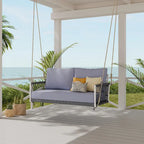 Woven Rope Outdoor Swing Sofa with Soft Cushions