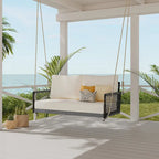 Woven Rope Outdoor Swing Sofa with Soft Cushions