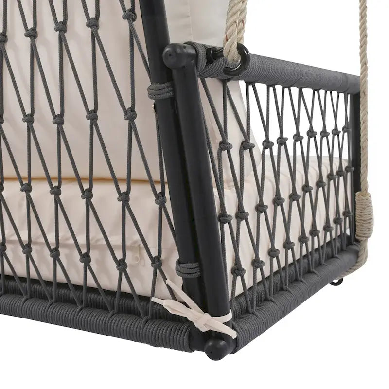 Woven Rope Outdoor Swing Sofa with Soft Cushions