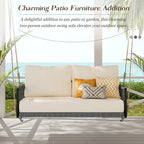 Woven Rope Outdoor Swing Sofa with Soft Cushions