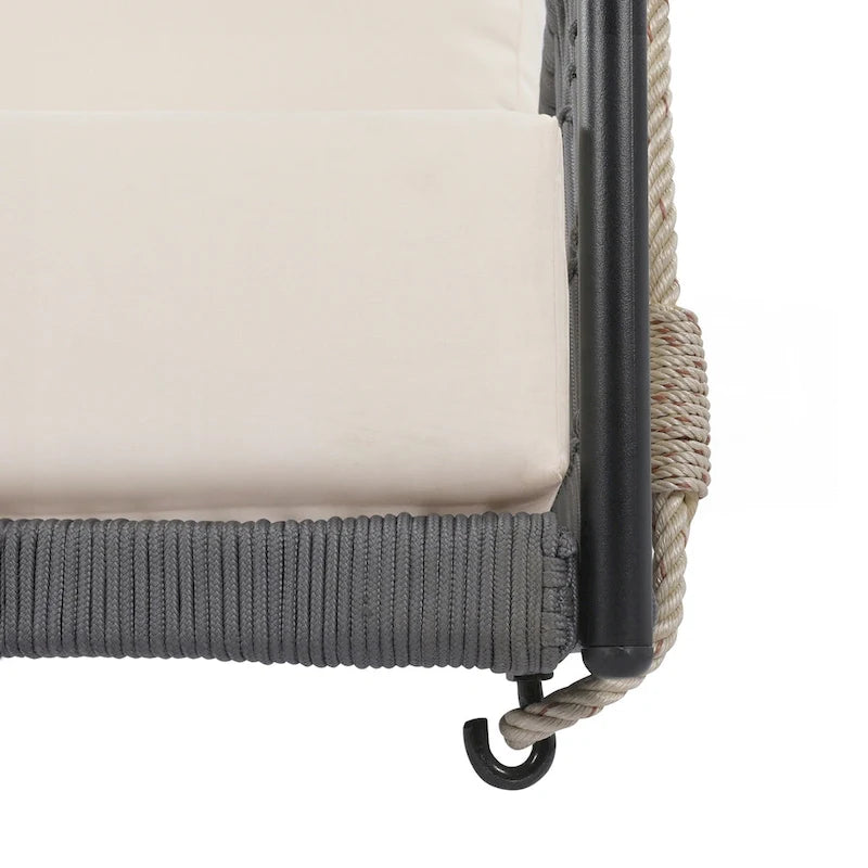 Woven Rope Outdoor Swing Sofa with Soft Cushions