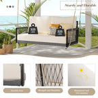 Woven Rope Outdoor Swing Sofa with Soft Cushions