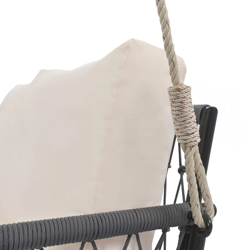 Woven Rope Outdoor Swing Sofa with Soft Cushions